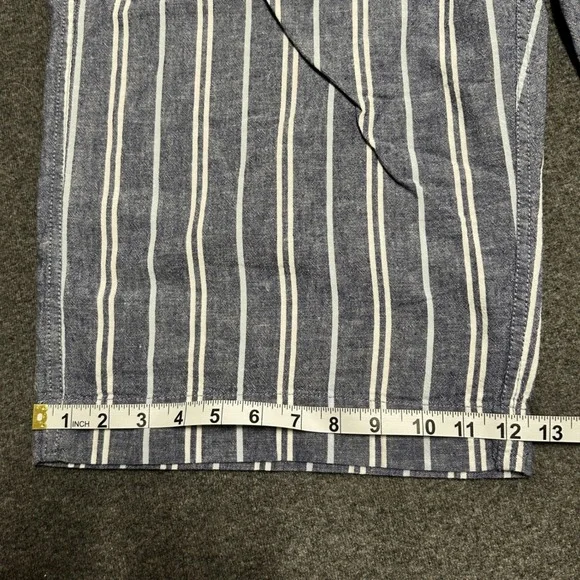 BeachLunchLounge Womens XL Stripe Linen Cotton Cropped Wide Leg Pants Drawstring - Picture 8 of 8